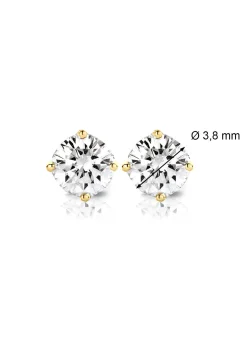 Diamond Point Solitair C|Solitair Classic<Geelgouden solitair oorstekers, 0.44 ct diamant, Groeibriljant