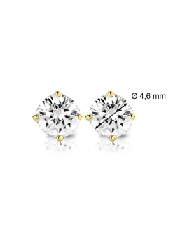 Diamond Point Solitair C|Solitair Classic<Geelgouden solitair oorstekers, 0.74 ct diamant, Groeibriljant