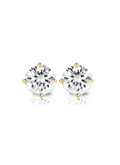 Diamond Point Solitair C|Solitair Classic<Geelgouden solitair oorstekers, 0.68 ct diamant, Groeibriljant