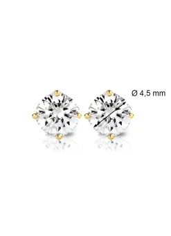 Diamond Point Solitair C|Solitair Classic<Geelgouden solitair oorstekers, 0.68 ct diamant, Groeibriljant