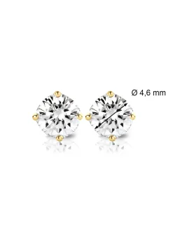 Diamond Point Solitair C|Solitair Classic<Geelgouden solitair oorstekers, 0.70 ct diamant, Groeibriljant