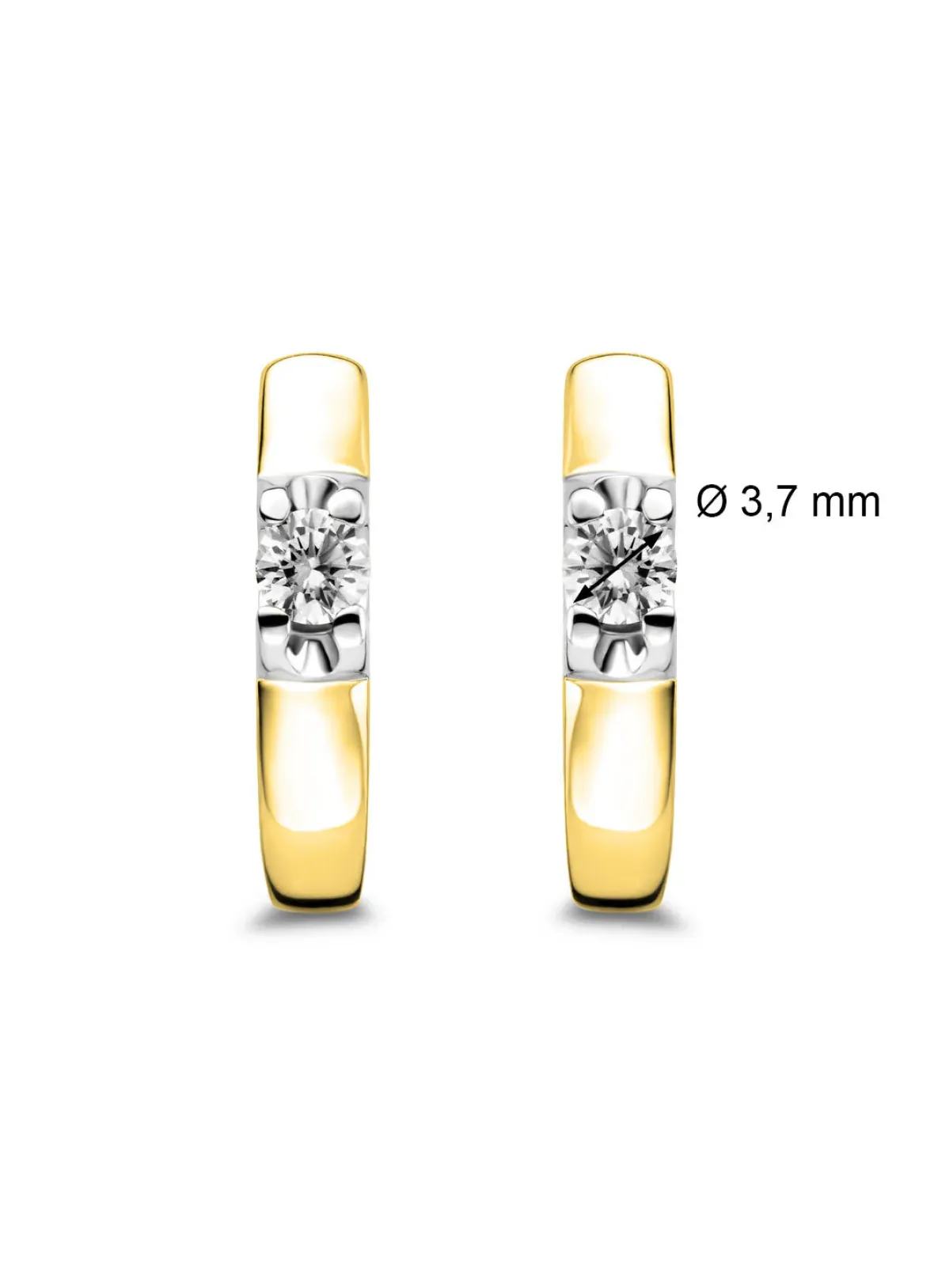 Diamond Point Solitair C|Groeibriljant Oorsieraden<Geelgouden solitair oorstekers, 0.36 ct diamant, Groeibriljant