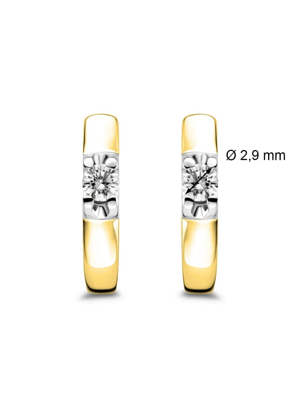 Diamond Point Solitair C|Groeibriljant Oorsieraden<Geelgouden solitair oorstekers, 0.18 ct diamant, Groeibriljant