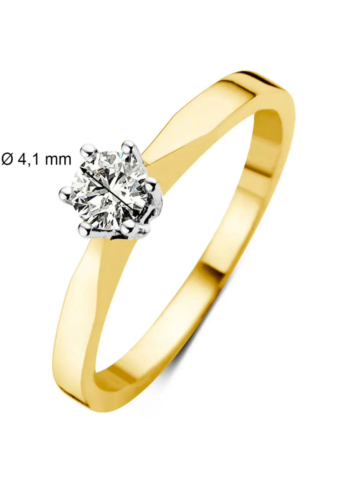 Diamond Point Groeibriljant Ringen|Solitair C<Geelgouden solitairring, 0.28 ct diamant, Groeibriljant
