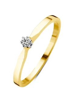 Diamond Point Solitair C|Solitair Classic<Geelgouden solitairring, 0.03 ct diamant, Groeibriljant