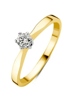 Diamond Point Solitair C|Solitair Classic<Geelgouden solitairring, 0.16 ct diamant, Groeibriljant