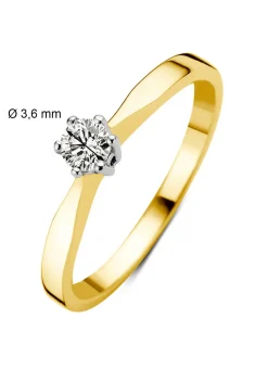 Diamond Point Solitair C|Solitair Classic<Geelgouden solitairring, 0.16 ct diamant, Groeibriljant
