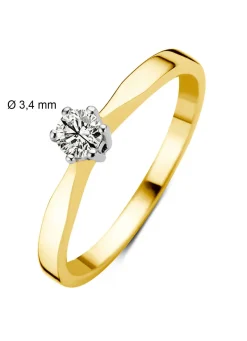 Diamond Point Solitair C|Solitair Classic<Geelgouden solitairring, 0.15 ct diamant, Groeibriljant