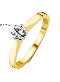 Diamond Point Solitair C|Solitair Classic<Geelgouden solitairring, 0.18 ct diamant, Groeibriljant