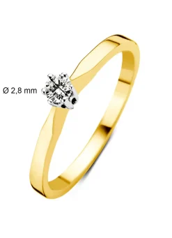 Diamond Point Solitair C|Solitair Classic<Geelgouden solitairring, 0.08 ct diamant, Groeibriljant