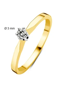 Diamond Point Solitair C|Solitair Classic<Geelgouden solitairring, 0.11 ct diamant, Groeibriljant
