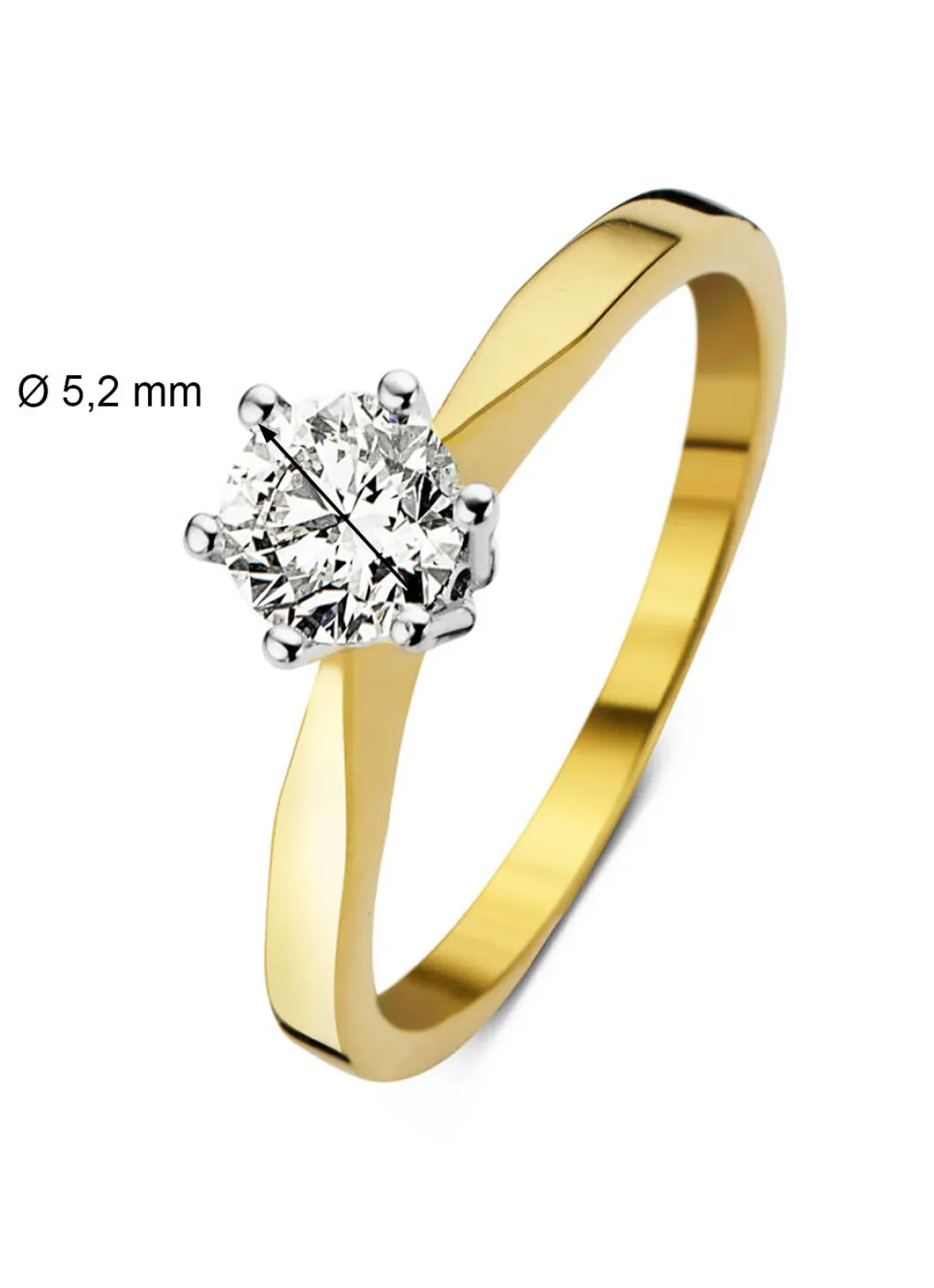 Diamond Point Solitair C|Solitair Classic<Geelgouden solitairring, 0.50 ct diamant, Groeibriljant