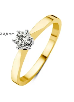 Diamond Point Solitair C|Solitair Classic<Geelgouden solitairring, 0.23 ct diamant, Groeibriljant