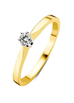 Diamond Point Solitair C|Solitair Classic<Geelgouden solitairring, 0.13 ct diamant, Groeibriljant