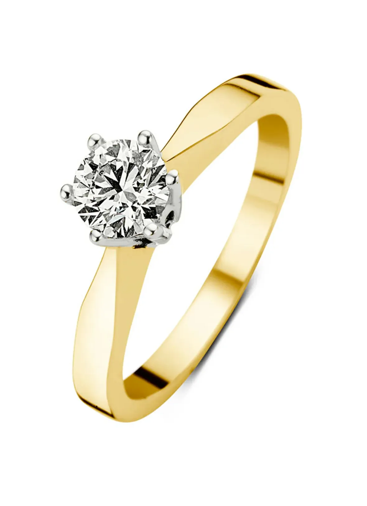 Diamond Point Solitair C|Solitair Classic<Geelgouden solitairring, 0.33 ct diamant, Groeibriljant