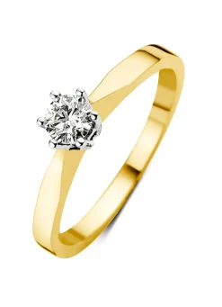 Diamond Point Solitair C|Solitair Classic<Geelgouden solitairring, 0.19 ct diamant, Groeibriljant