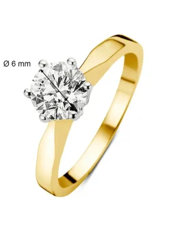 Diamond Point Solitair C|Solitair Classic<Geelgouden solitairring, 0.77 ct diamant, Groeibriljant