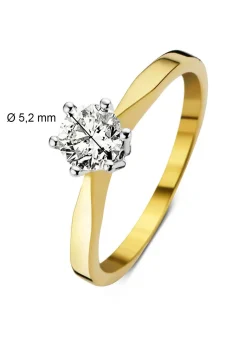 Diamond Point Solitair C|Solitair Classic<Geelgouden solitairring, 0.65 ct diamant, Groeibriljant