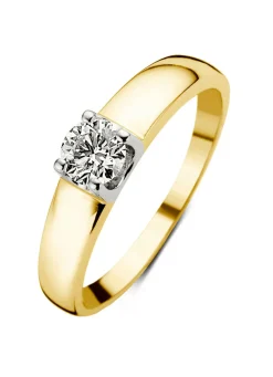 Diamond Point Solitair C|Groeibriljant Ringen<Geelgouden solitairring, 0.46 ct diamant, Groeibriljant