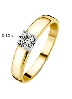 Diamond Point Solitair C|Groeibriljant Ringen<Geelgouden solitairring, 0.34 ct diamant, Groeibriljant