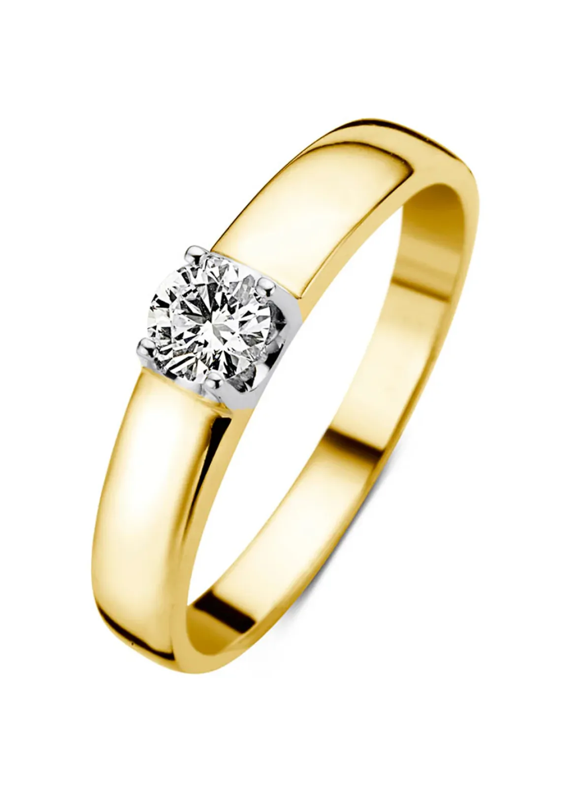 Diamond Point Solitair C|Groeibriljant Ringen<Geelgouden solitairring, 0.30 ct diamant, Groeibriljant
