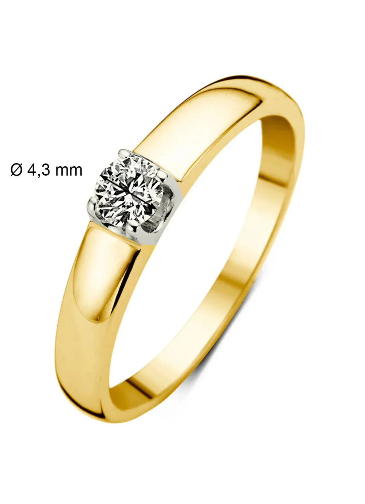 Diamond Point Solitair C|Groeibriljant Ringen<Geelgouden solitairring, 0.30 ct diamant, Groeibriljant
