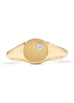 Diamond Point Geelgouden Ringen|Diamanten Ringen<Geelgouden zegelring, 0.03 ct diamant, Timeless Treasures