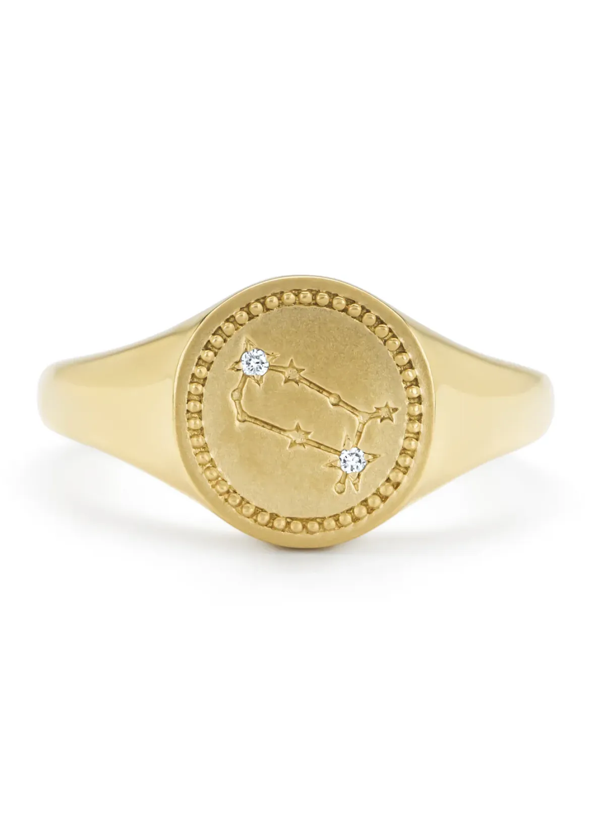 Diamond Point Geelgouden Ringen|Zegelringen<Geelgouden zegelring, Zodiac-Gemini (Tweeling)