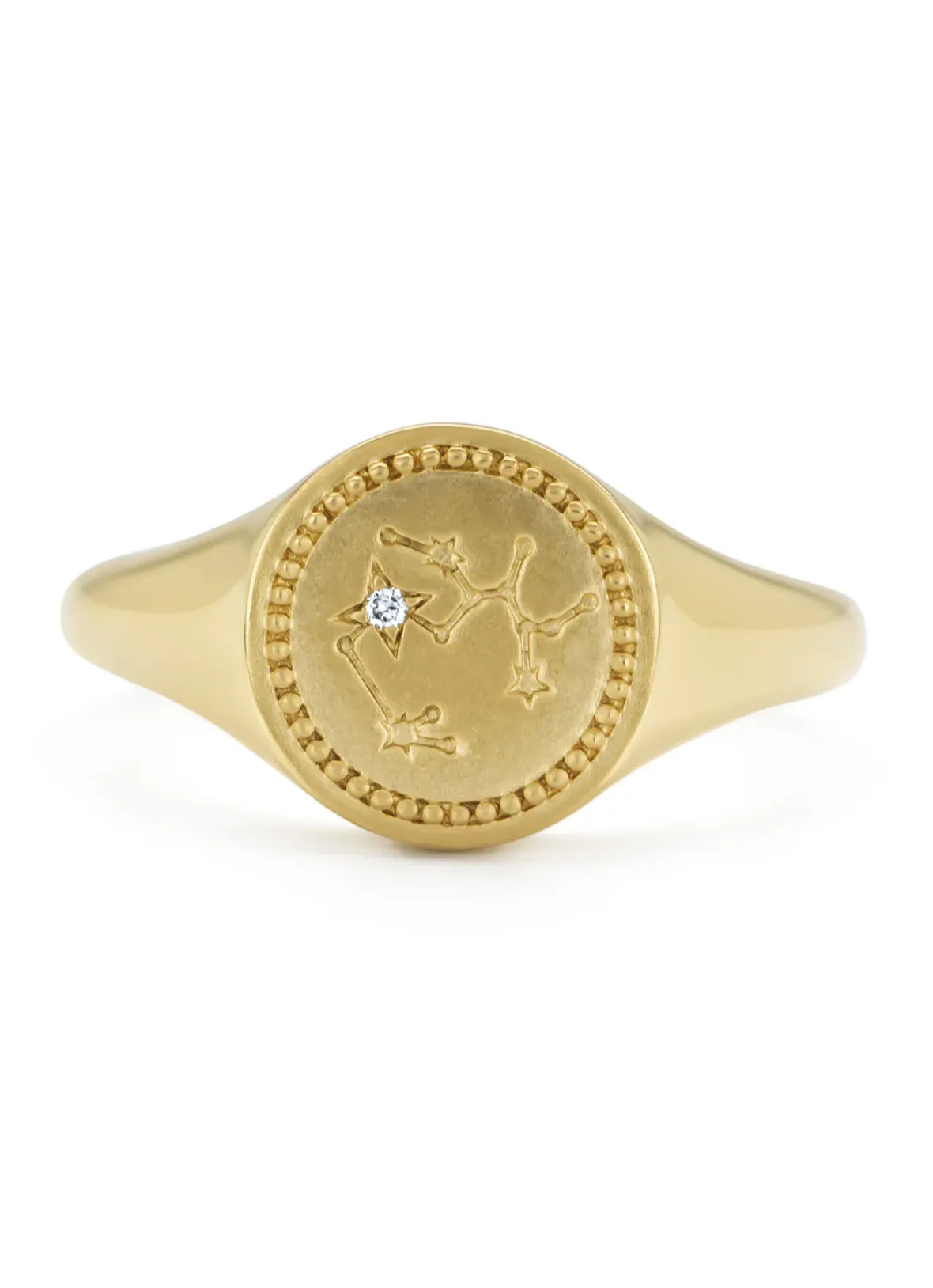 Diamond Point Geelgouden Ringen|Zegelringen<Geelgouden zegelring, Zodiac-Sagittarius (Boogschutter)