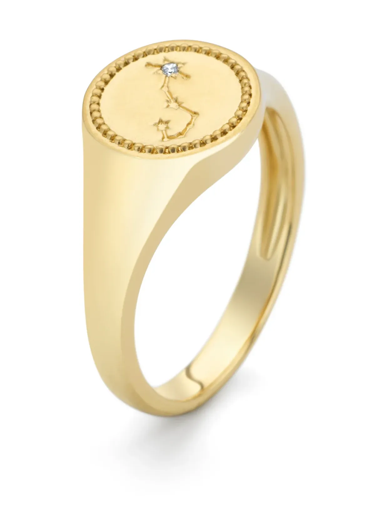 Diamond Point Geelgouden Ringen|Zegelringen<Geelgouden zegelring, Zodiac-Scorpio (Schorpioen)