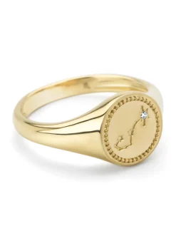 Diamond Point Geelgouden Ringen|Zegelringen<Geelgouden zegelring, Zodiac-Scorpio (Schorpioen)