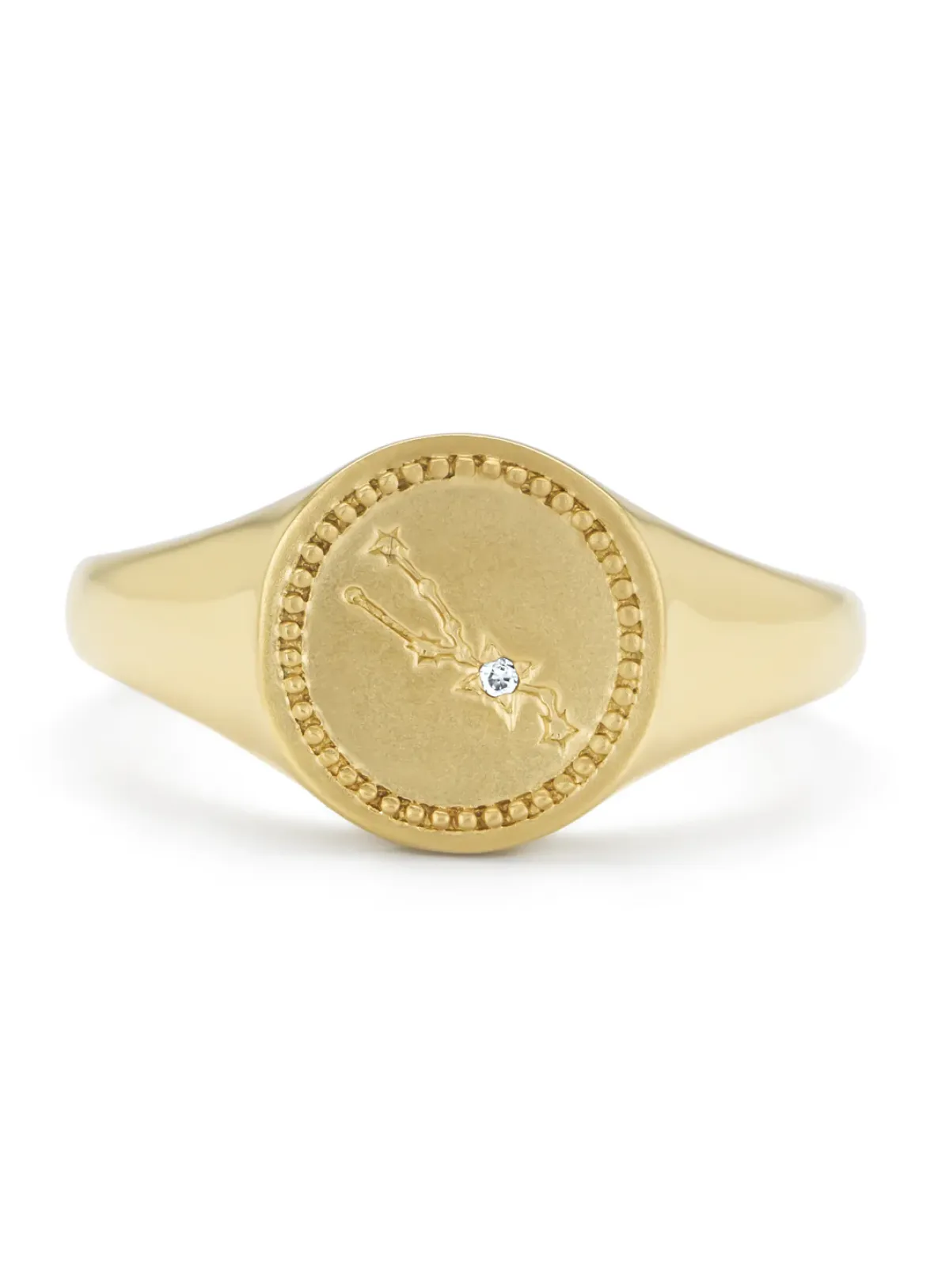 Diamond Point Geelgouden Ringen|Zegelringen<Geelgouden zegelring, Zodiac-Taurus (Stier)