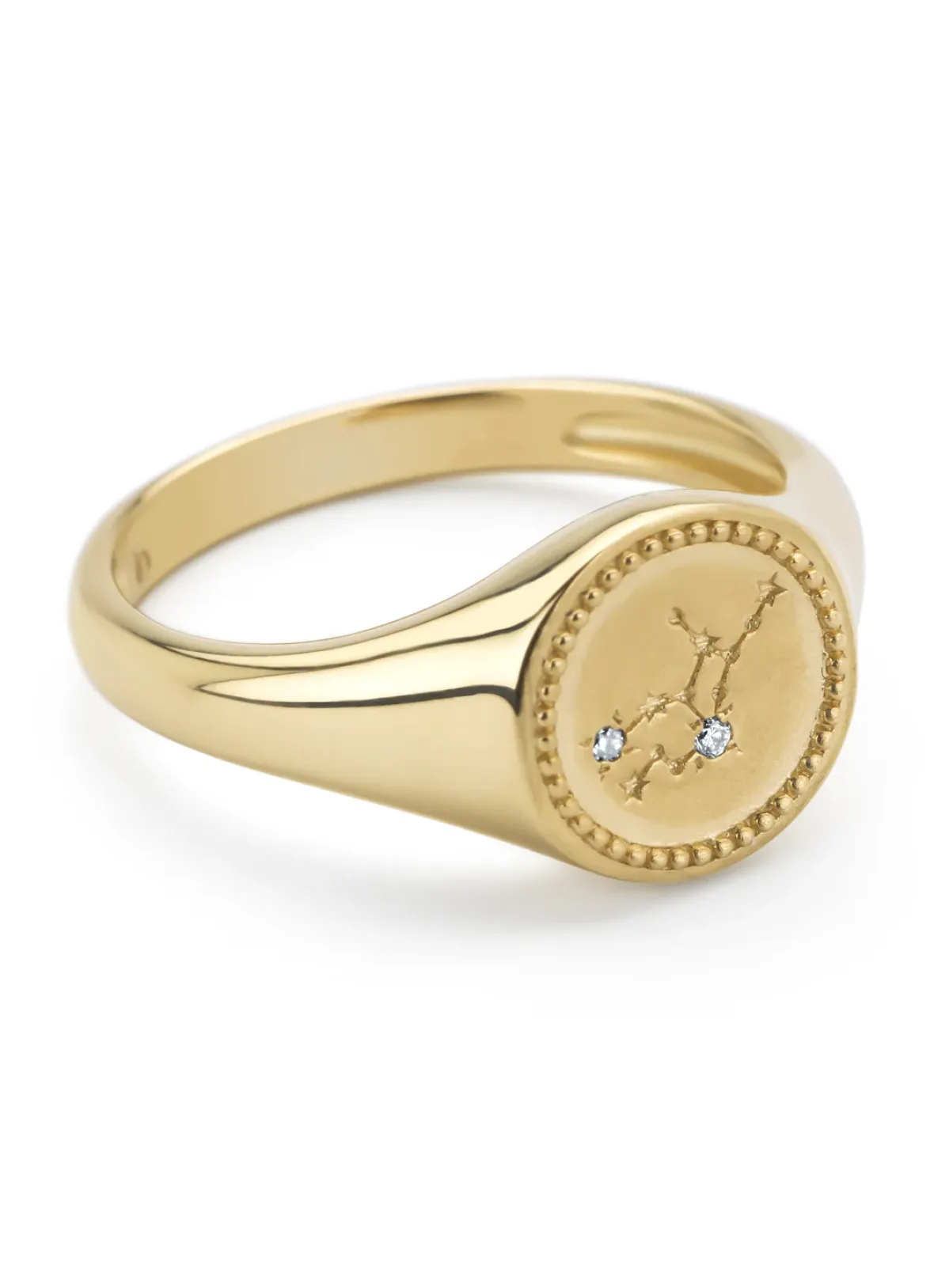 Diamond Point Geelgouden Ringen|Zegelringen<Geelgouden zegelring, Zodiac-Virgo (Maagd)