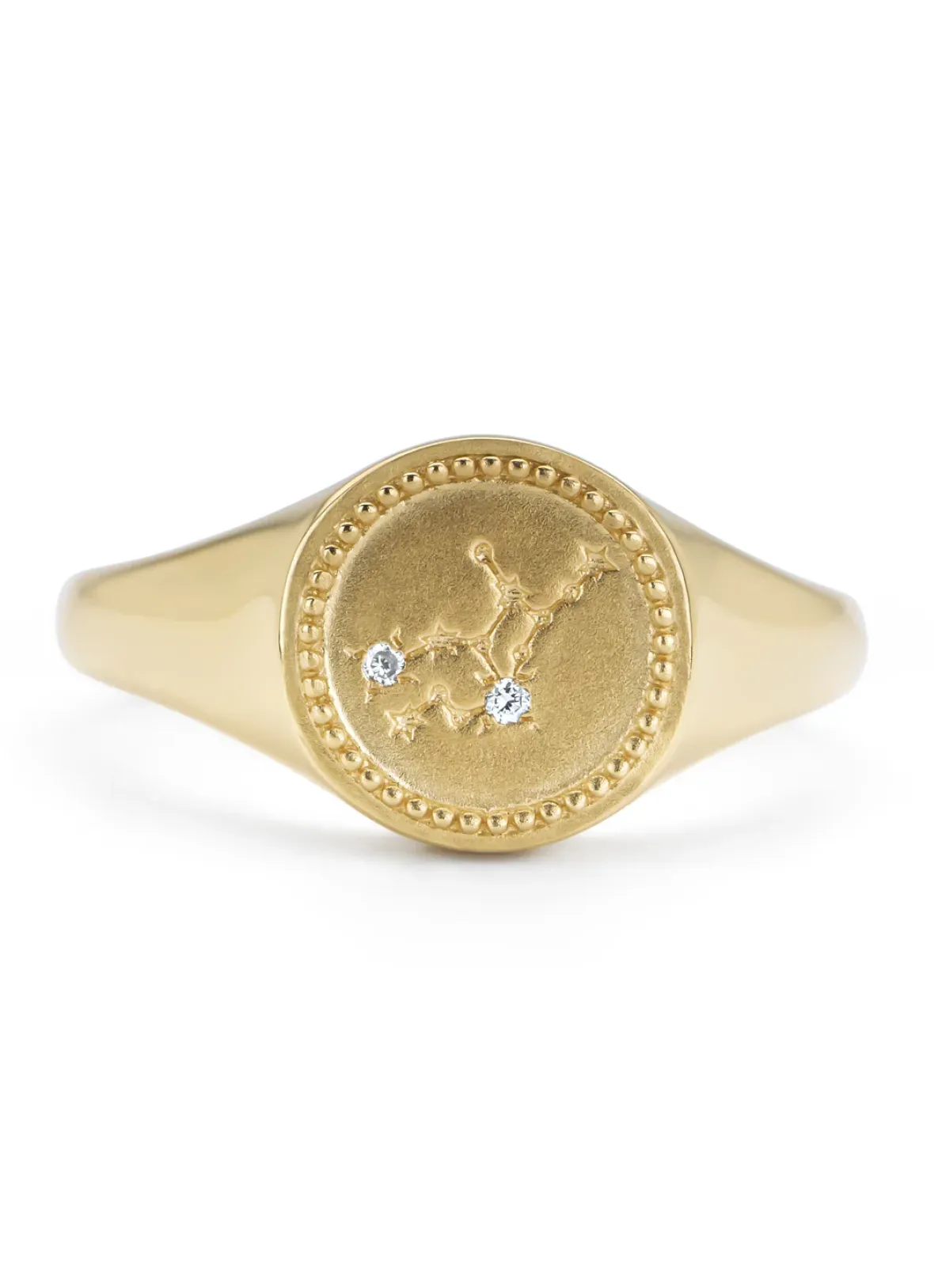 Diamond Point Geelgouden Ringen|Zegelringen<Geelgouden zegelring, Zodiac-Virgo (Maagd)
