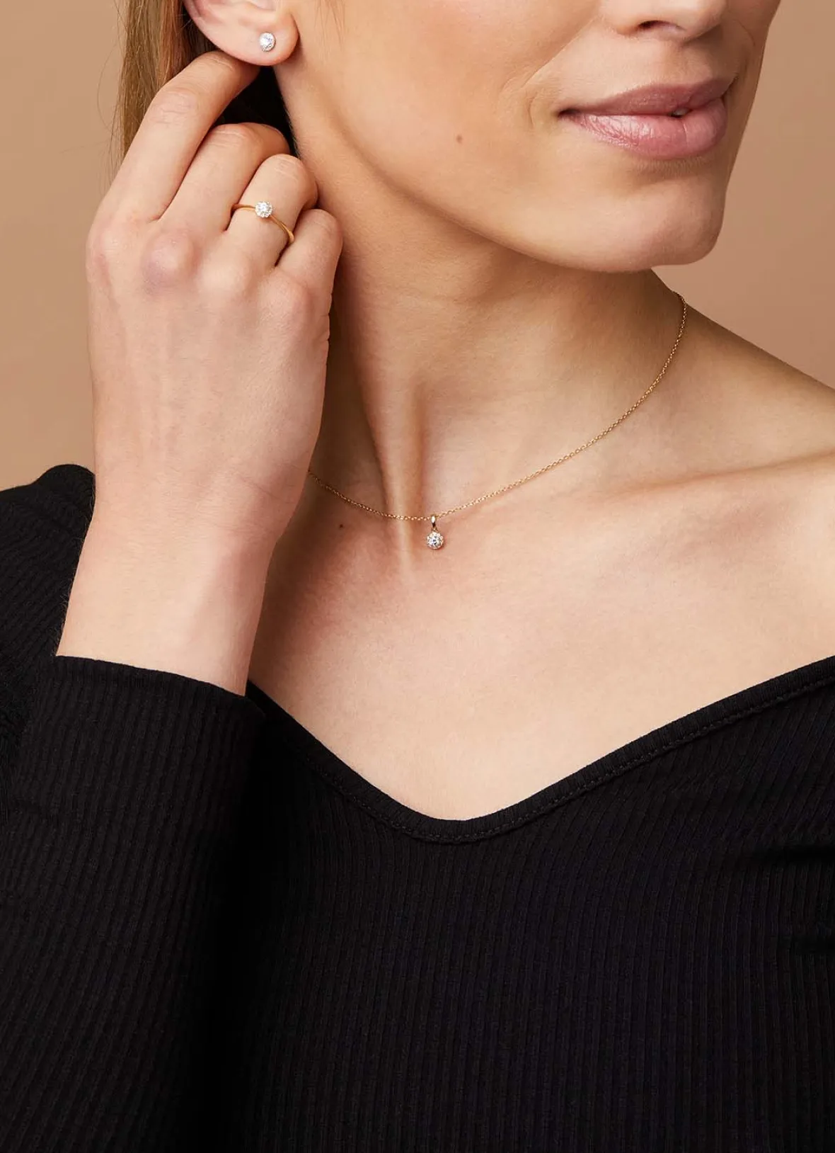 Diamond Point Diamanten Colliers|Fijne Colliers<Gouden collier, 0.15 ct diamant, Starlight