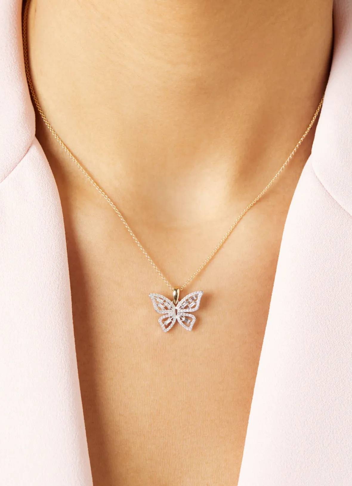 Diamond Point Losse Hangers<Gouden hanger, 0.39 ct diamant, Butterfly Kisses