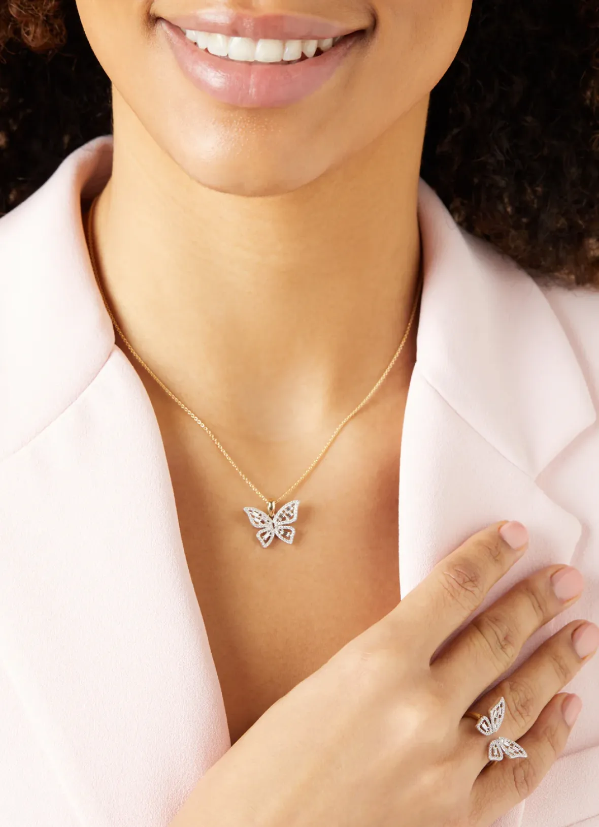 Diamond Point Losse Hangers<Gouden hanger, 0.39 ct diamant, Butterfly Kisses