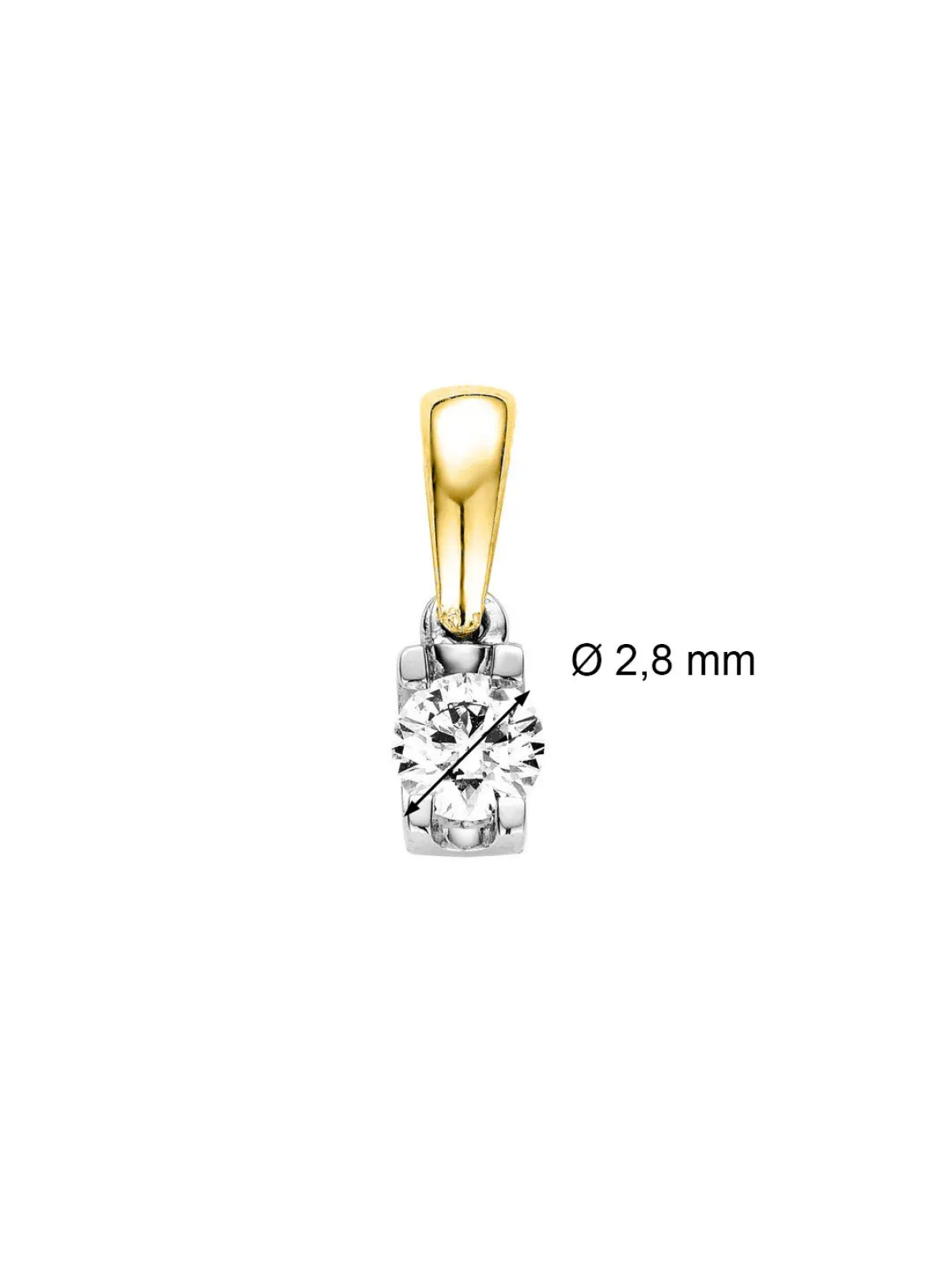 Diamond Point Solitair C|Groeibriljant Hangers<Gouden hanger, 0.08 ct diamant, Groeibriljant
