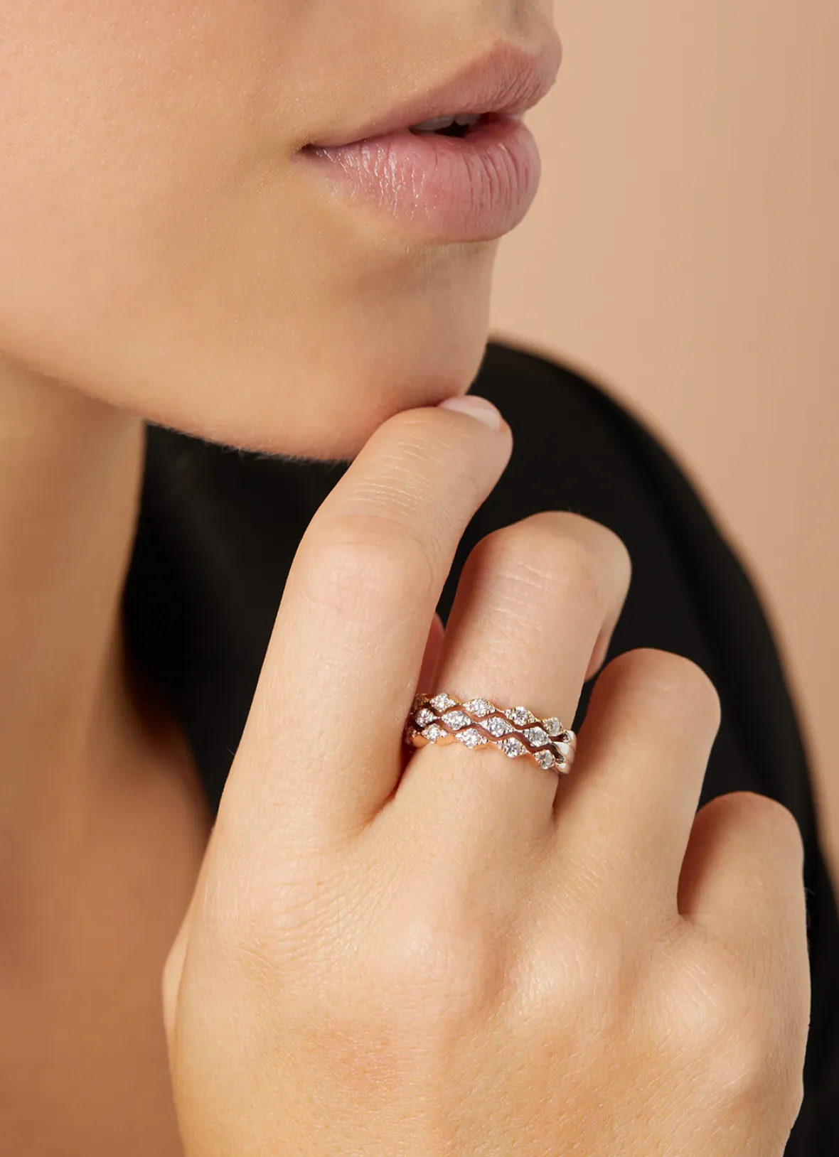 Diamond Point Diamanten Ringen<Gouden ring, 0.75 ct diamant, Caviar
