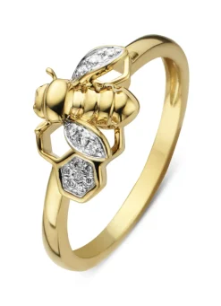 Diamond Point Diamanten Ringen<Gouden ring, 0.06 ct diamant, Queen Bee