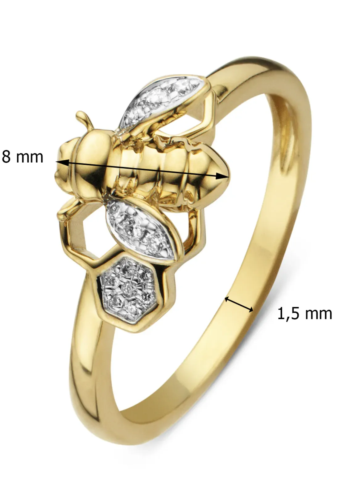 Diamond Point Diamanten Ringen<Gouden ring, 0.06 ct diamant, Queen Bee