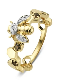 Diamond Point Ringen Met Kleurstenen<Gouden ring, 0.10 ct rookkwarts, Queen Bee