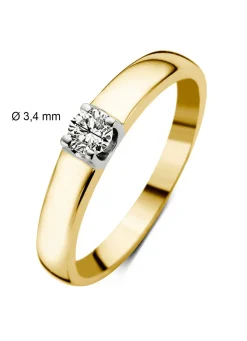 Diamond Point Solitair C|Groeibriljant Ringen<Gouden solitairring, 0.14 ct diamant, Groeibriljant