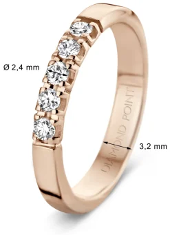 Diamond Point Alliance|Groeibriljant Ringen<Roségouden alliance ring, 0.25 ct diamant, Groeibriljant