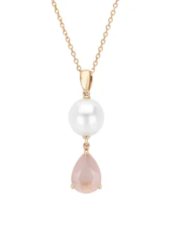 Diamond Point Roségouden Colliers|Colliers Met Kleurstenen<Roségouden hanger met collier, 1.11 ct roze kwarts, Rivièra