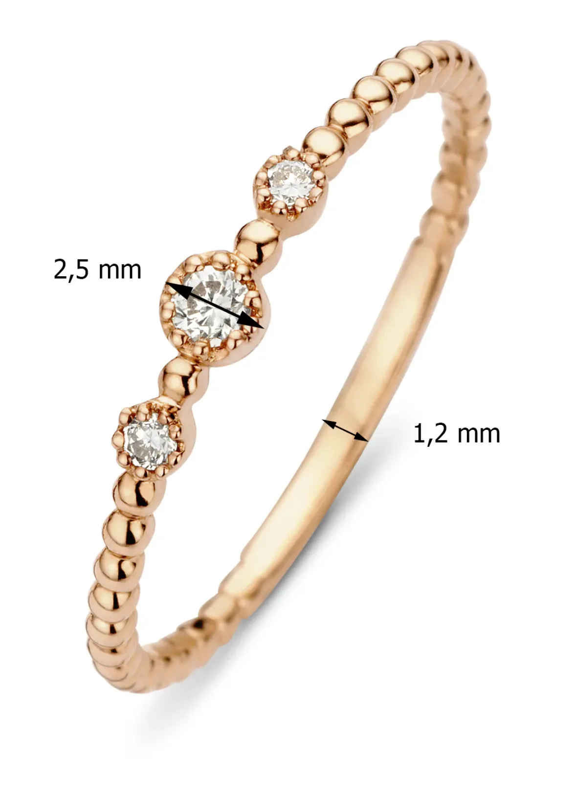 Diamond Point Roségouden Ringen|Diamanten Ringen<Roségouden ring, 0.07 ct diamant, Joy