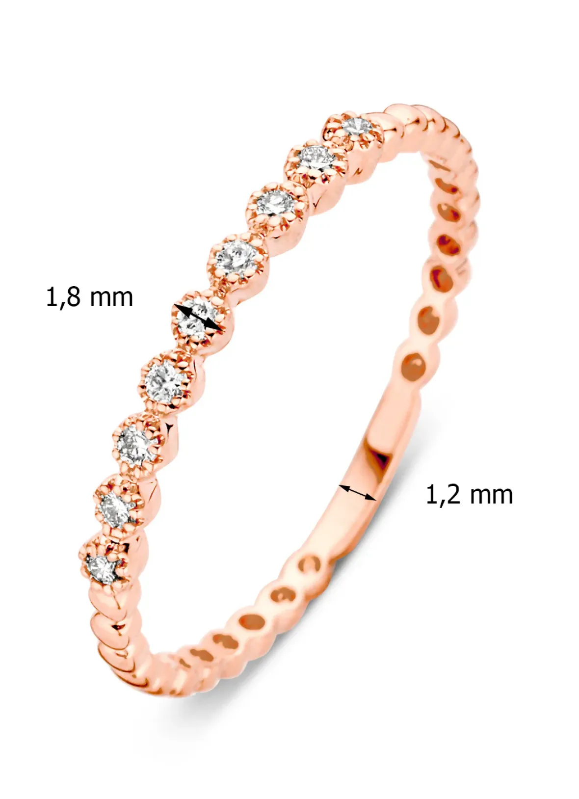 Diamond Point Roségouden Ringen|Diamanten Ringen<Roségouden ring, 0.09 ct diamant, Joy