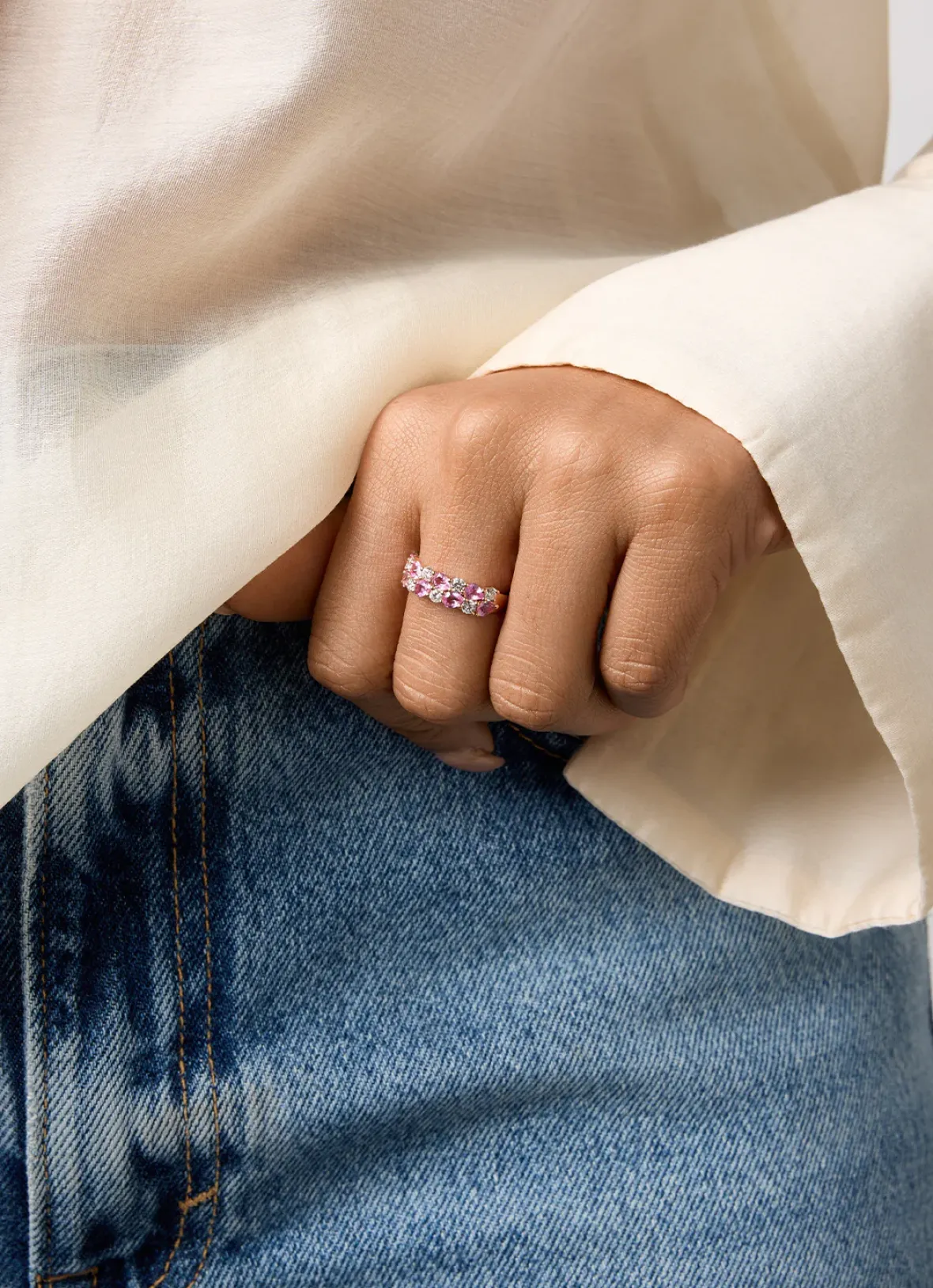 Diamond Point Roségouden Ringen|Ringen Met Kleurstenen<Roségouden ring, 1.65 ct roze saffier, Eden
