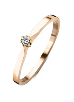 Diamond Point Solitair C|Solitair Classic<Roségouden solitairring, 0.02 ct diamant, Groeibriljant
