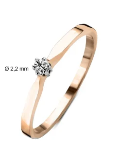 Diamond Point Solitair C|Solitair Classic<Roségouden solitairring, 0.04 ct diamant, Groeibriljant